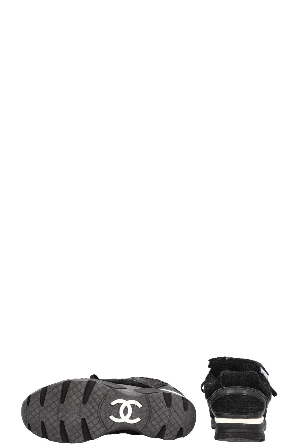 CHANEL Tennis Sneakers Tweed Black