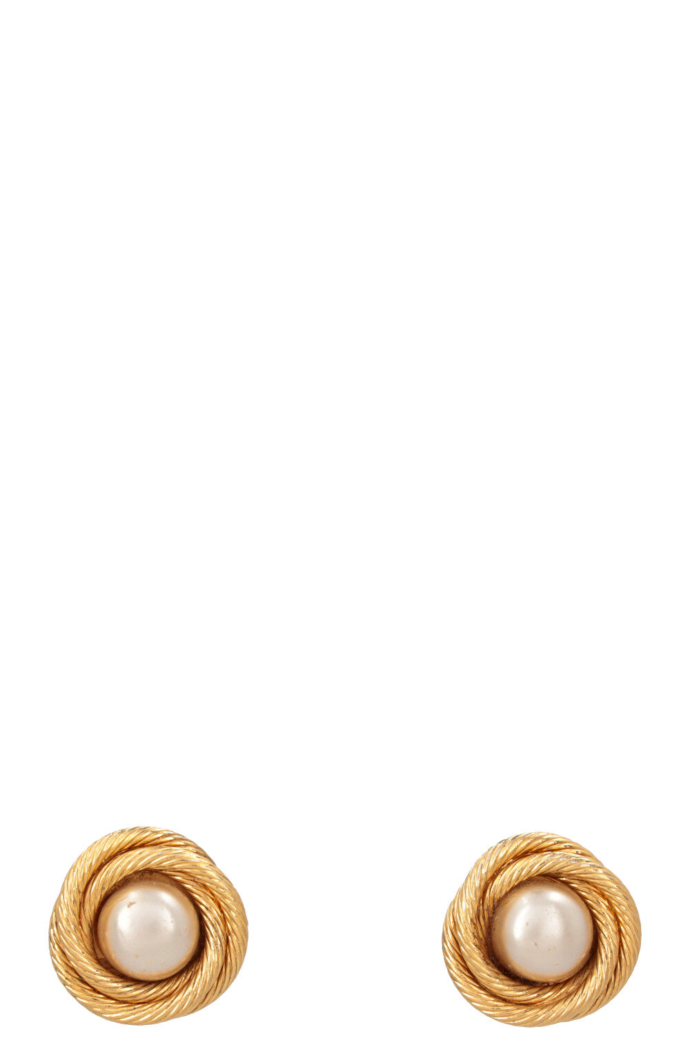 CHANEL Vintage Earrings Gold Pearl