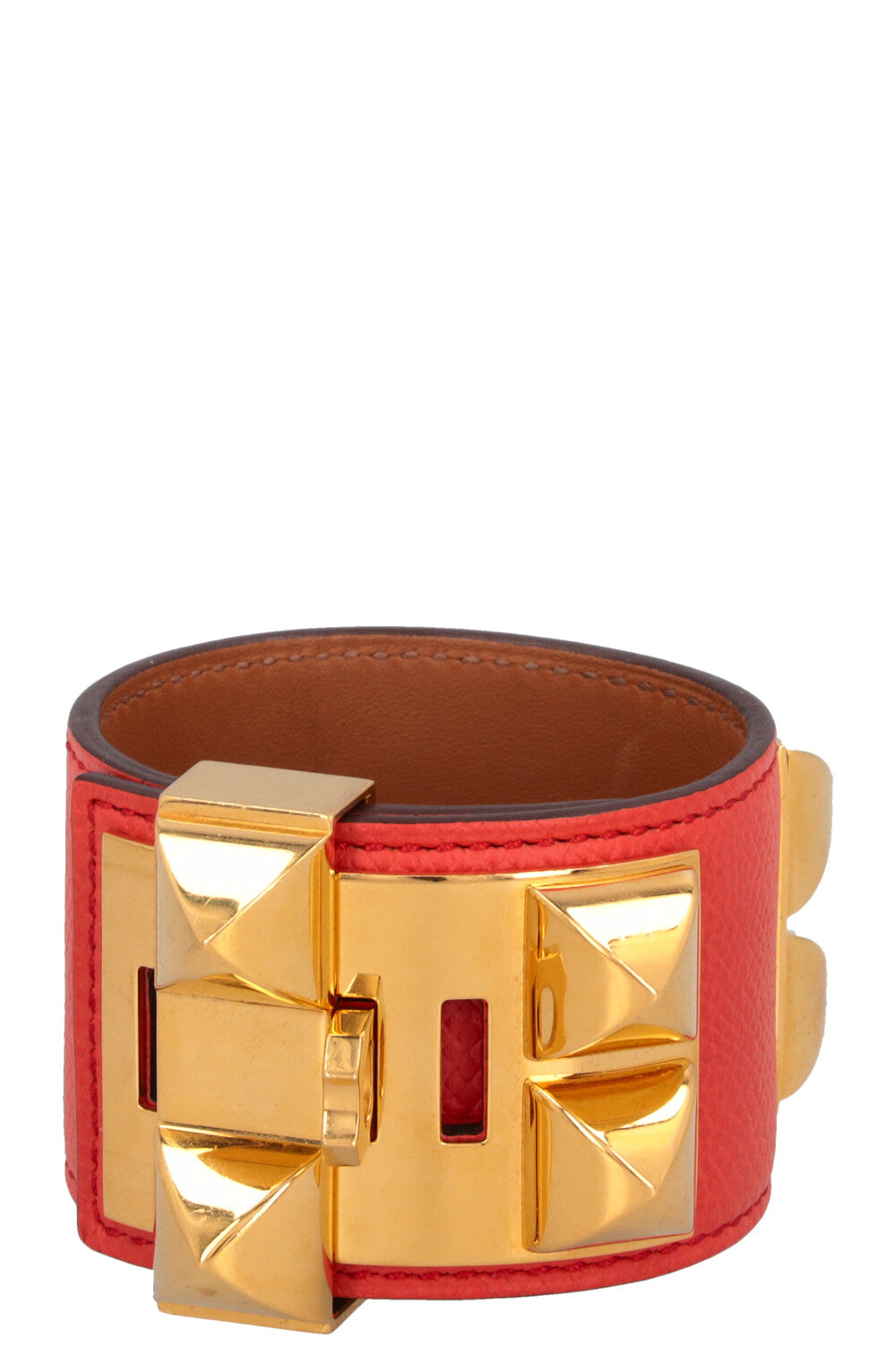 HERMÈS Collier de Chien Bracelet Epsom Red Gold