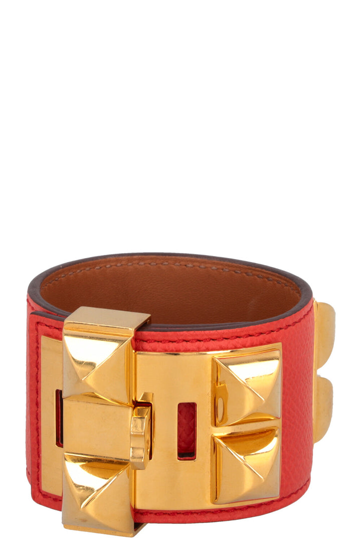 HERMÈS Collier de Chien Bracelet Epsom Red Gold
