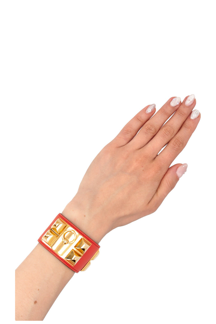 HERMÈS Collier de Chien Bracelet Epsom Red Gold
