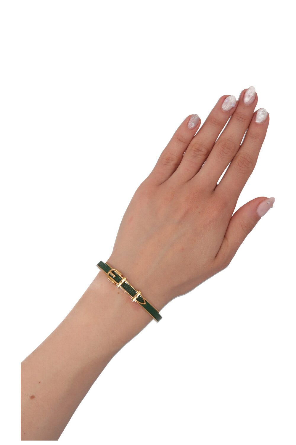 HERMÈS Vintage Buckle Bracelet Gold Green