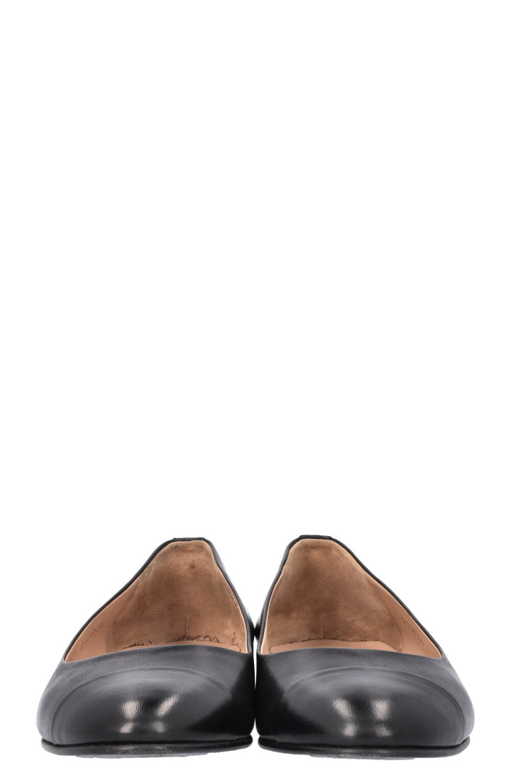 CHANEL Ballet Flats Black Leather