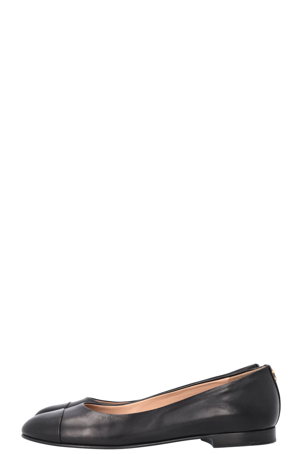 CHANEL Ballet Flats Black Leather
