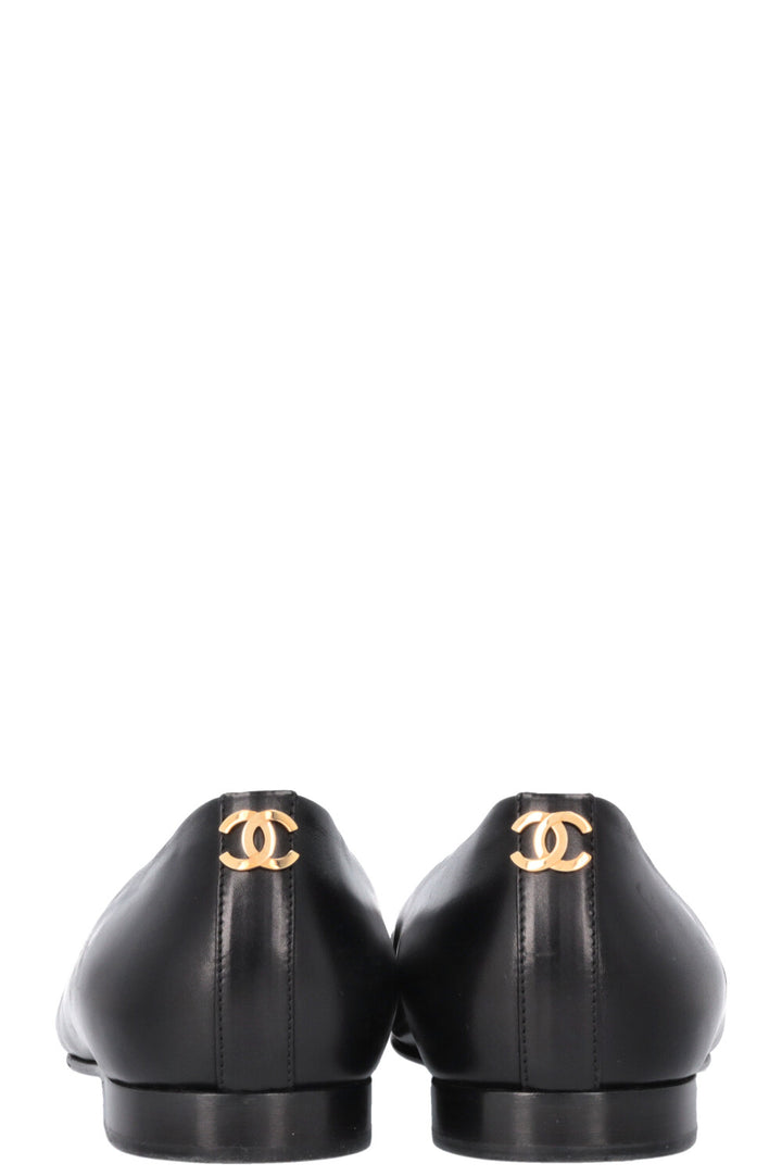 CHANEL Ballet Flats Black Leather