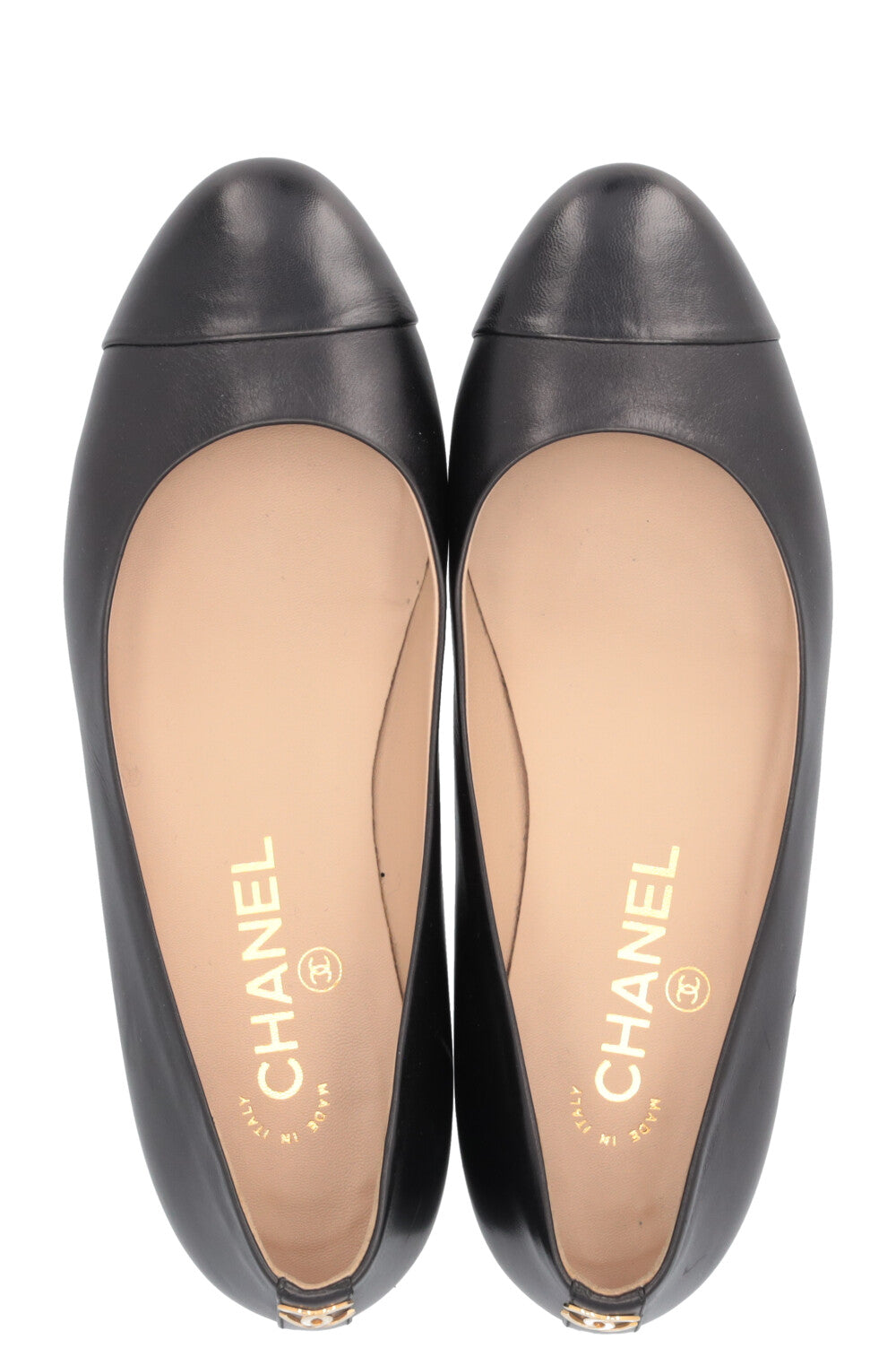 CHANEL Ballet Flats Black Leather