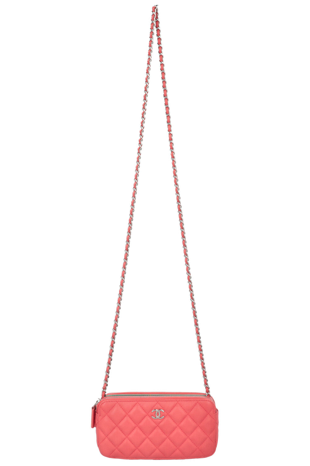 CHANEL WOC Double Zip Around Leather Pink