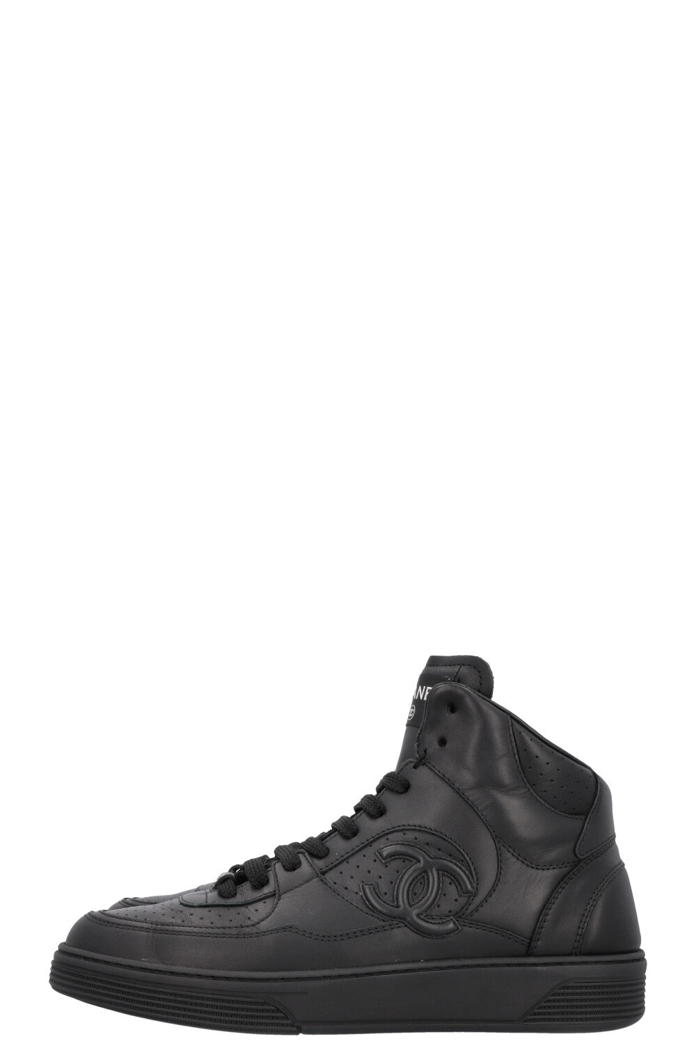 CHANEL High Top Sneaker Black Leather