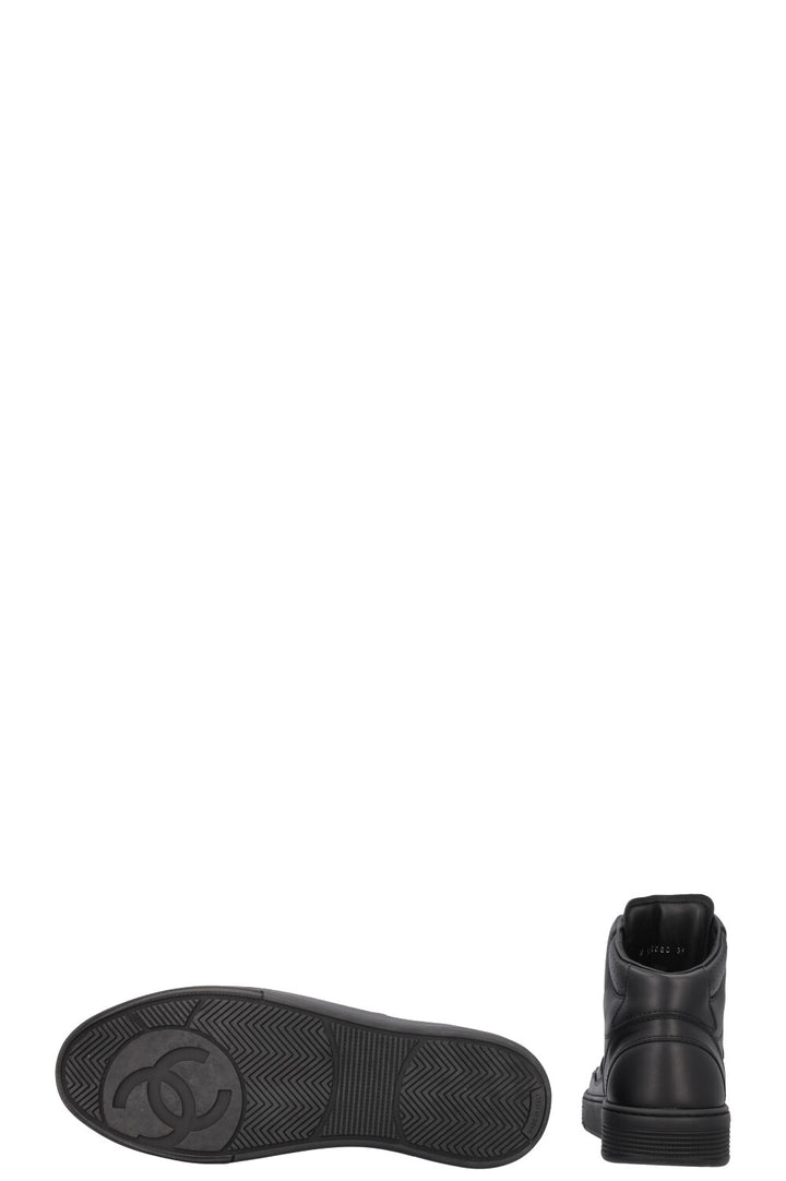 CHANEL High Top Sneaker Black Leather