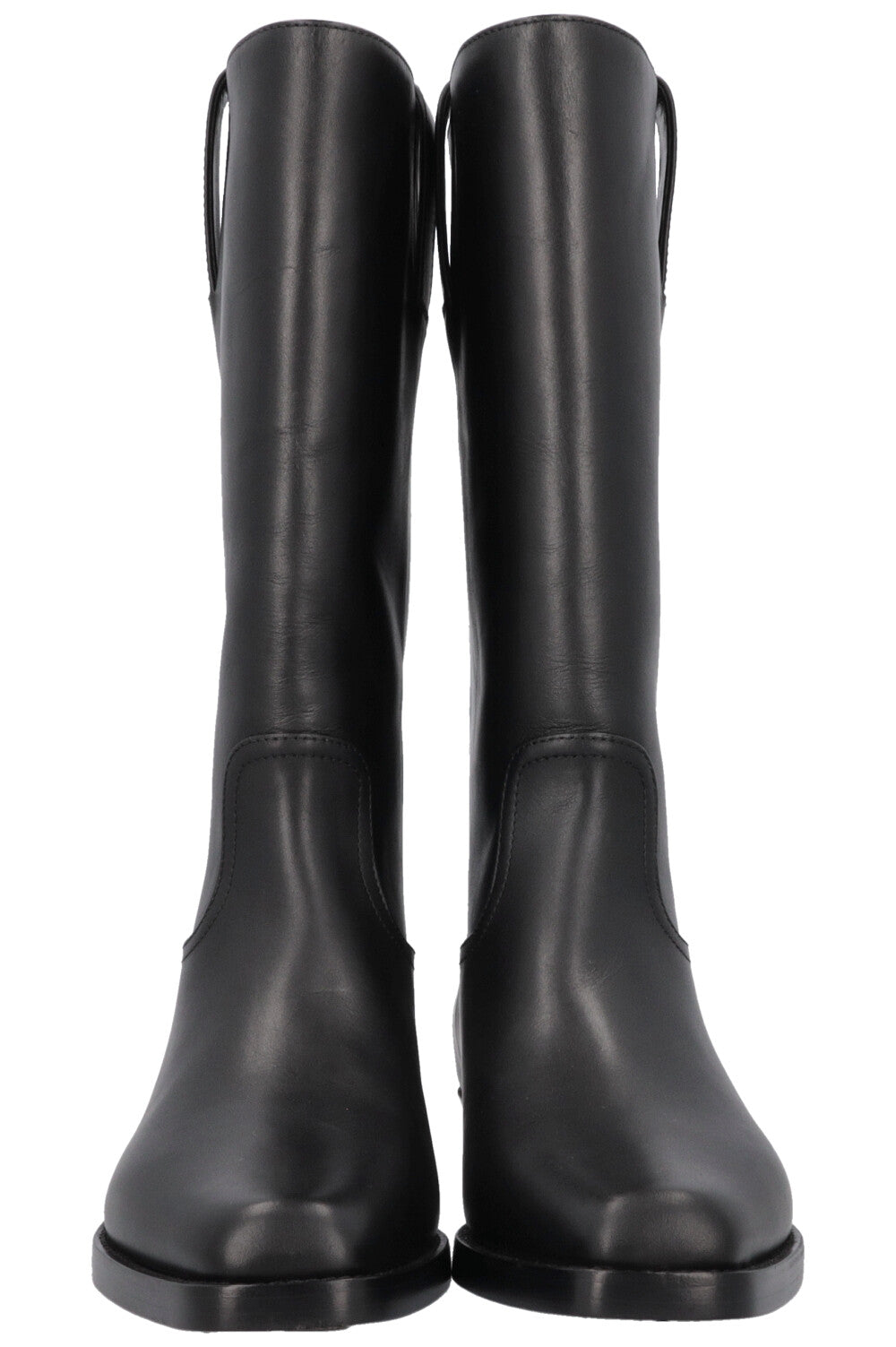CHANEL Cowboy Boots Leather Black