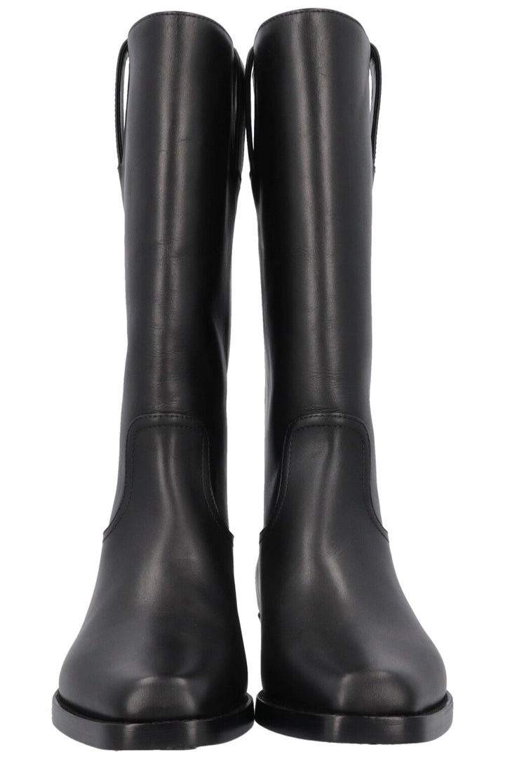 CHANEL Cowboy Boots Leather Black