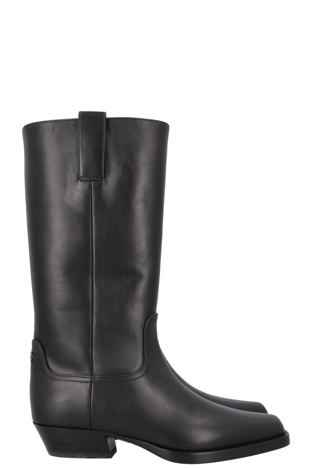 CHANEL Cowboy Boots Leather Black