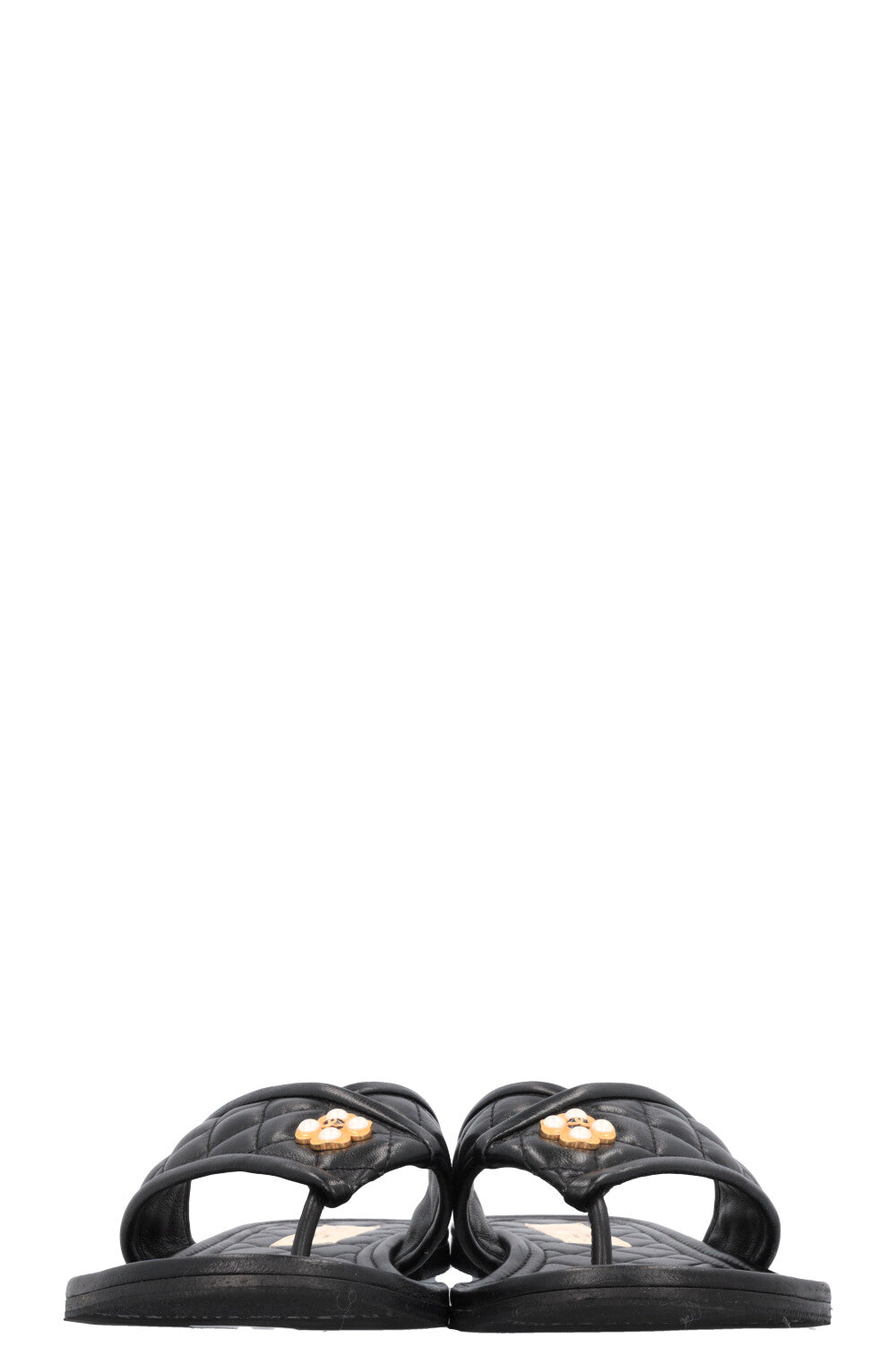 CHANEL Shamrock Flats Leather Black