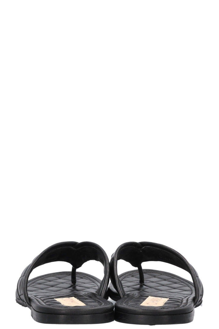 CHANEL Shamrock Flats Leather Black