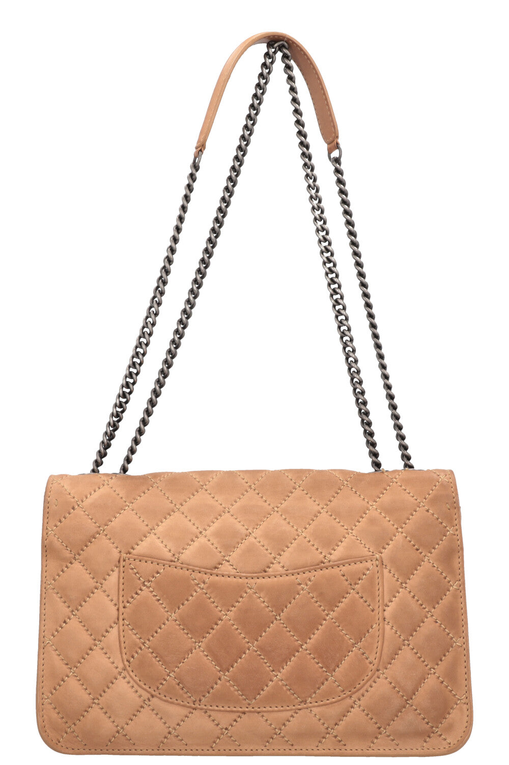 CHANEL Quilted Single Flap Brown