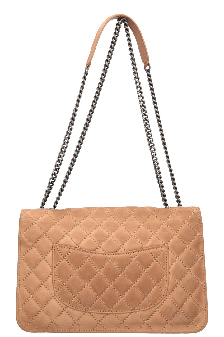 CHANEL Quilted Single Flap Brown