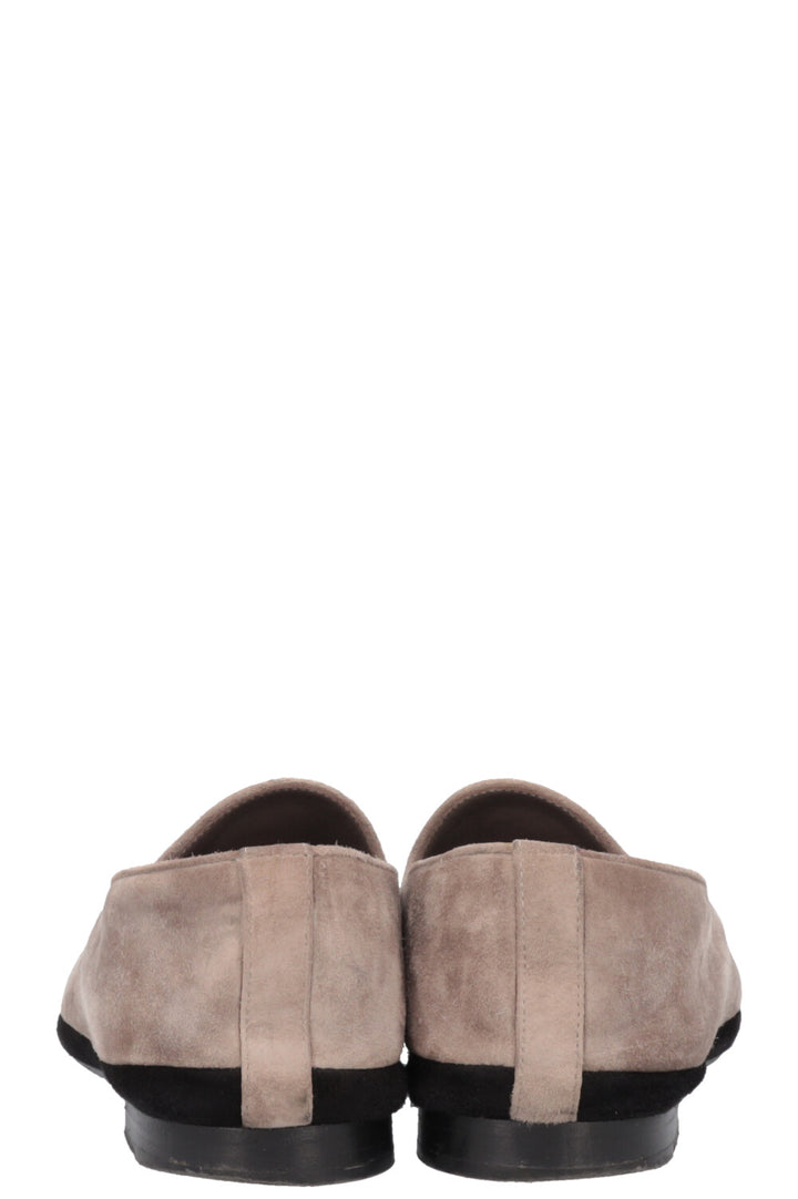 CHANEL CC Flats Suede Greige Black