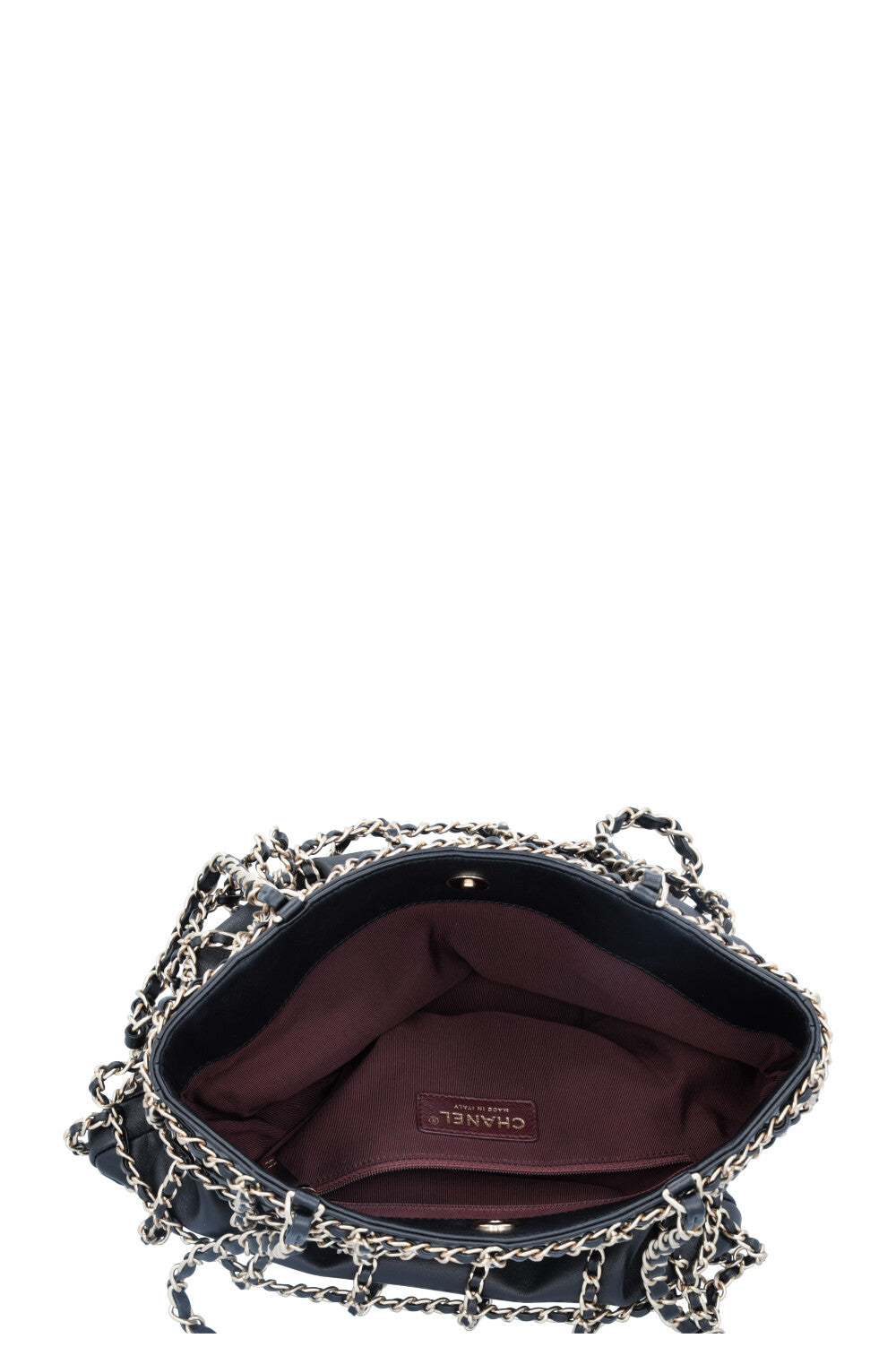 CHANEL Chain Tote Bag Leather Black