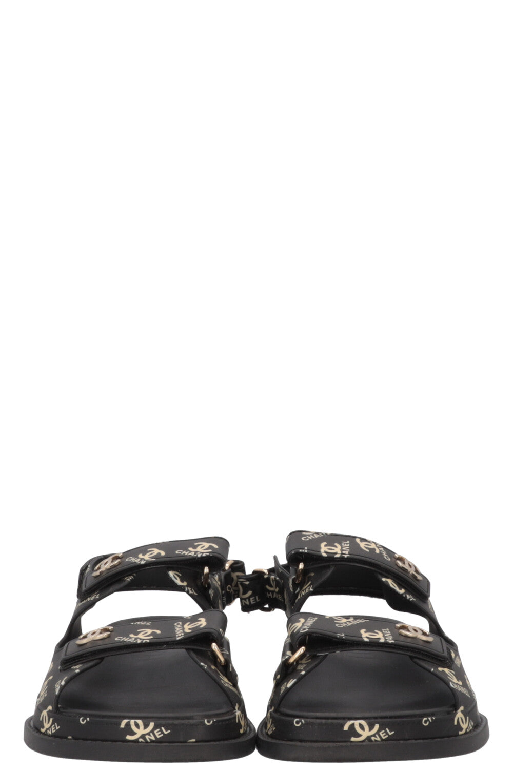 CHANEL CC Dad Sandals Rubber Black