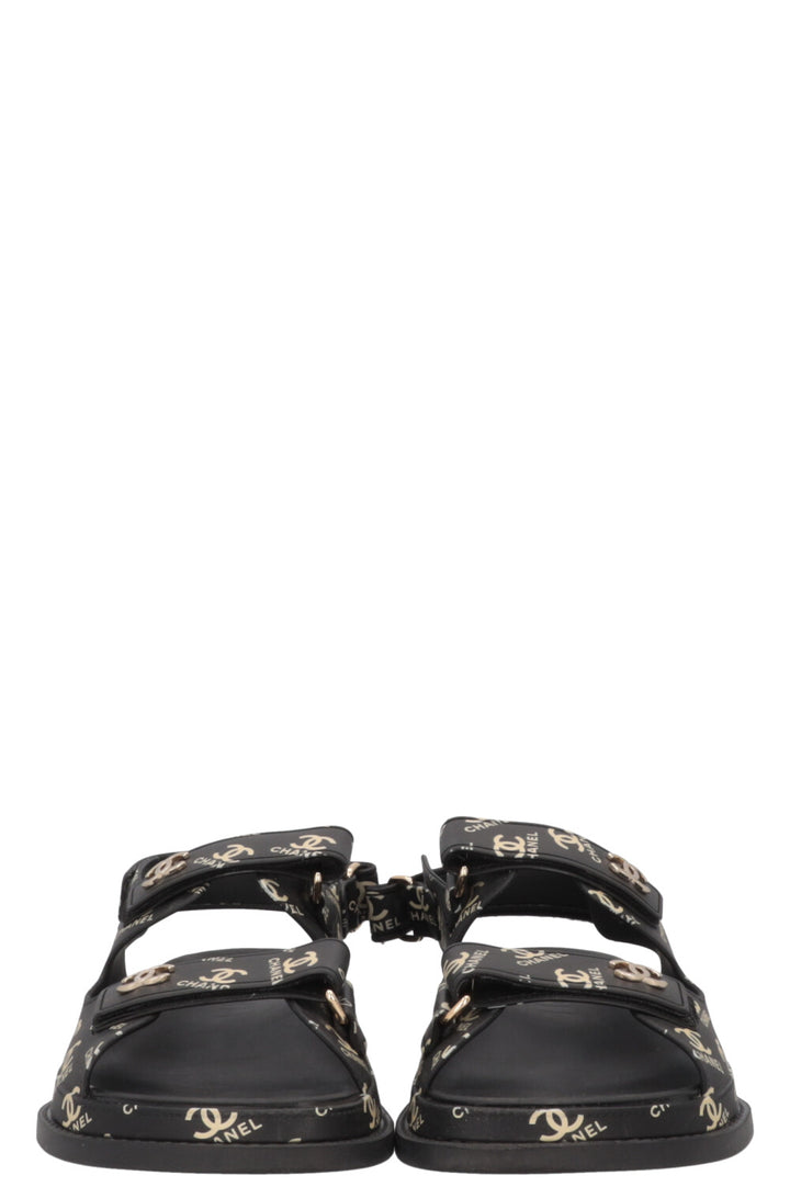 CHANEL CC Dad Sandals Rubber Black