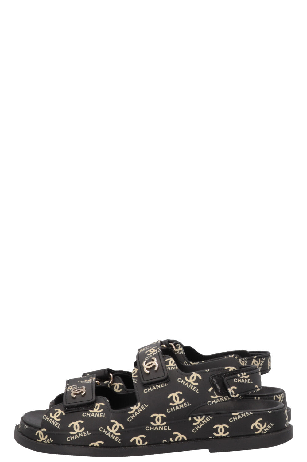 CHANEL CC Dad Sandals Rubber Black