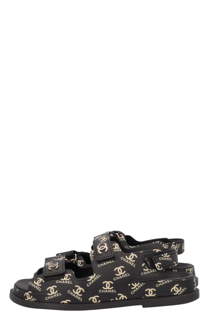 CHANEL CC Dad Sandals Rubber Black