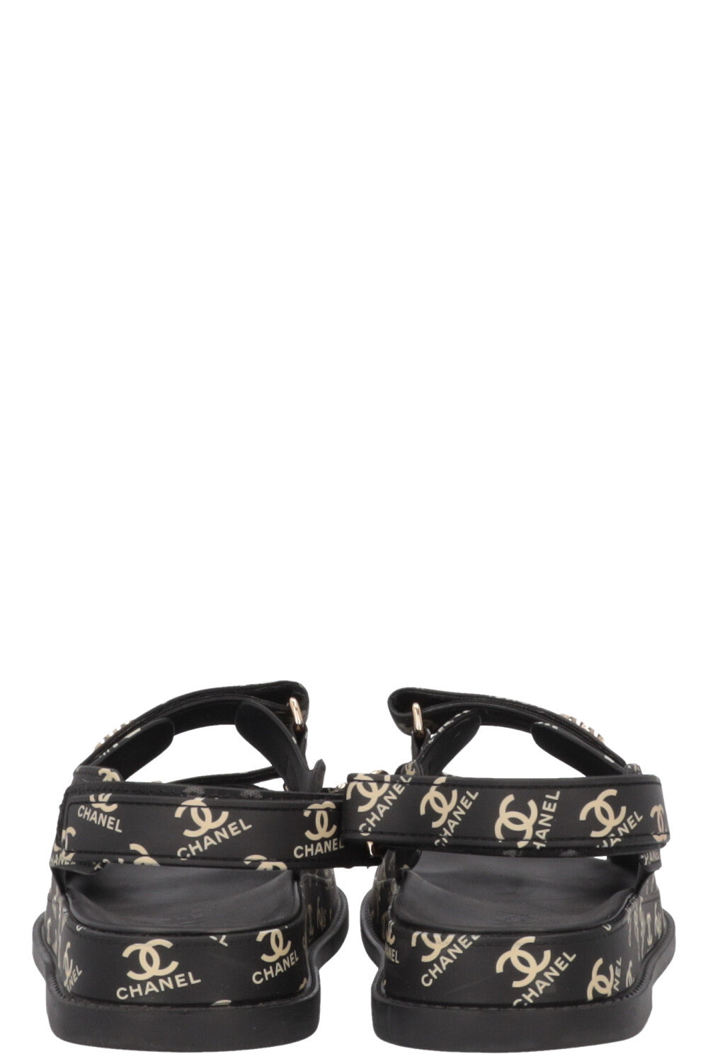 CHANEL CC Dad Sandals Rubber Black