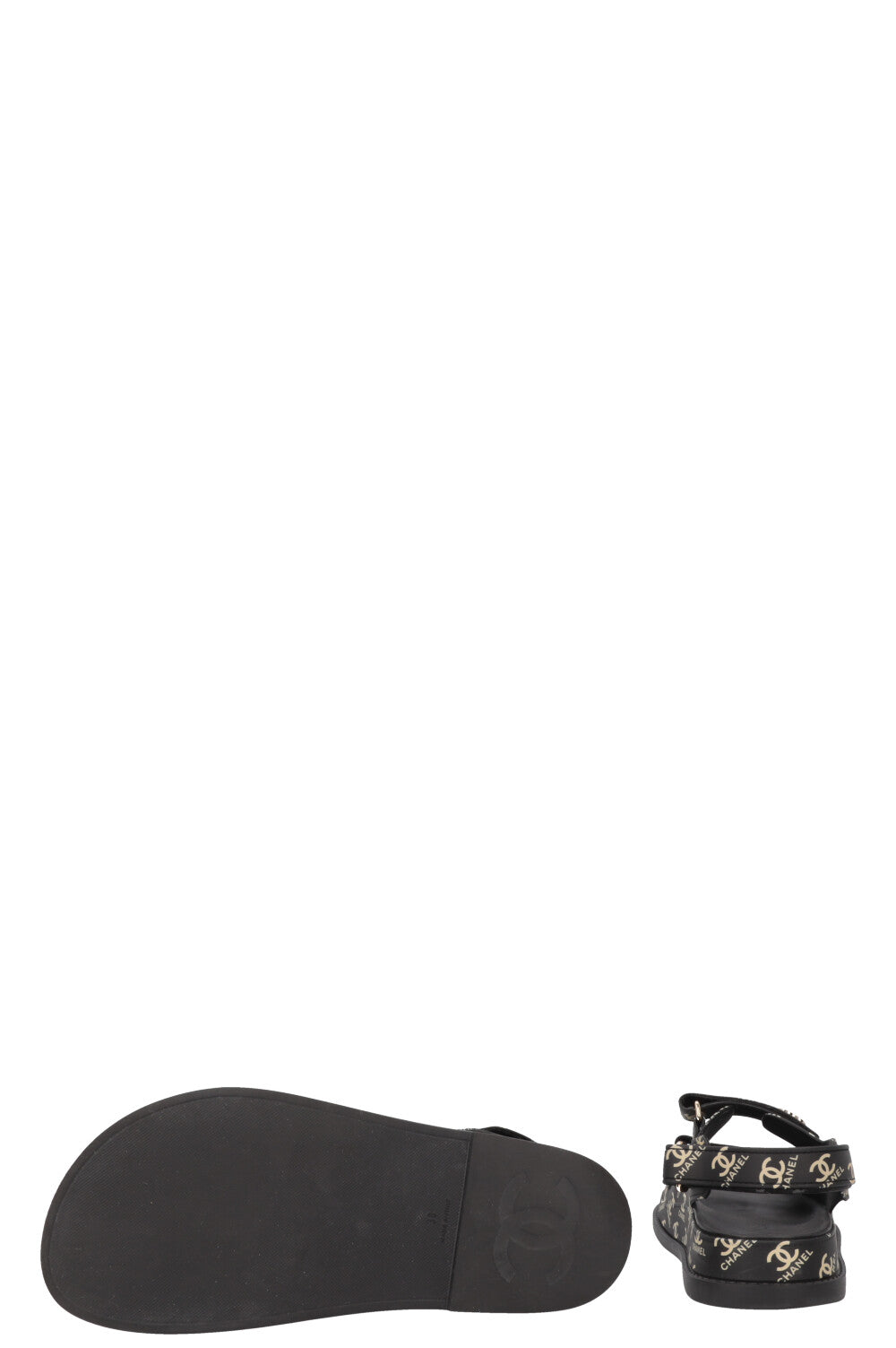CHANEL CC Dad Sandals Rubber Black