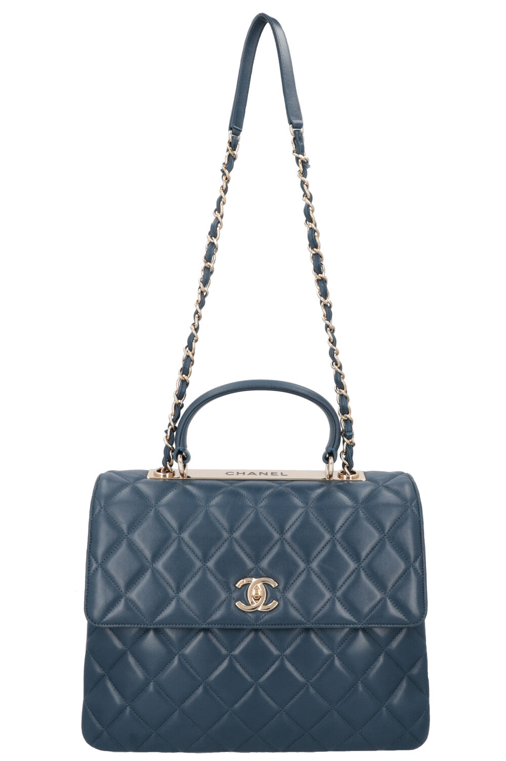 CHANEL Large Trendy Flap Bag Blue Leather
