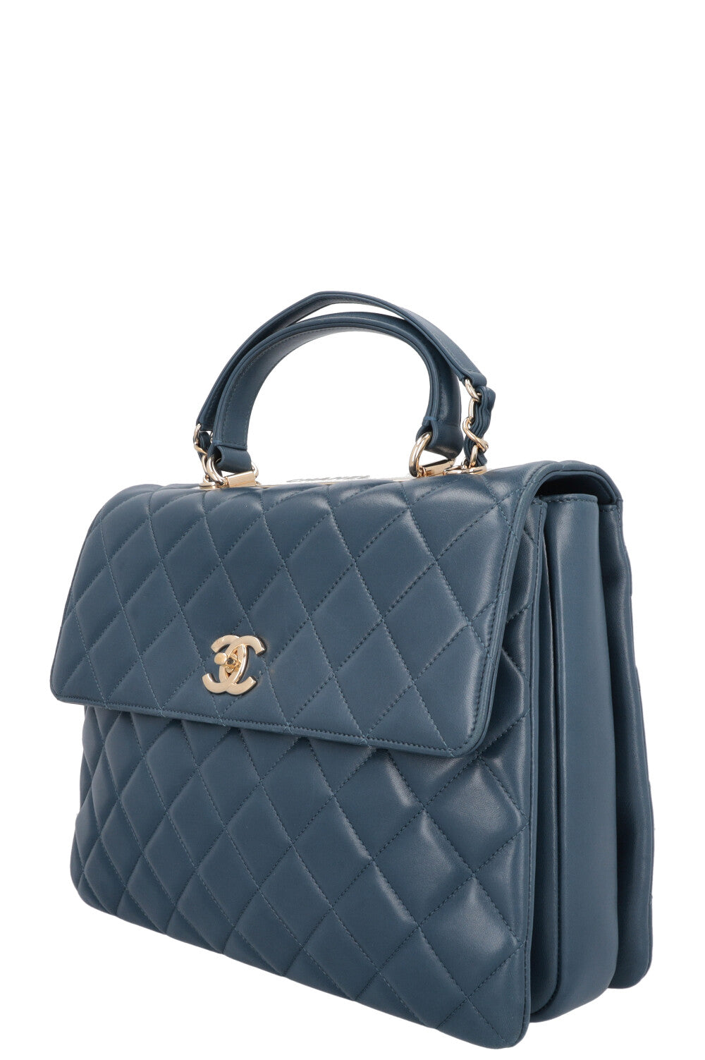 CHANEL Large Trendy Flap Bag Blue Leather