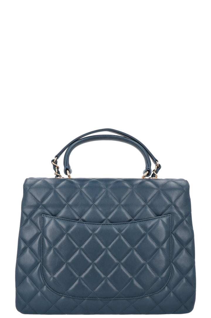 CHANEL Large Trendy Flap Bag Blue Leather