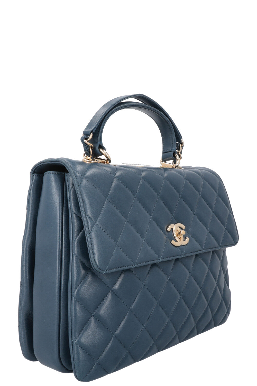 CHANEL Large Trendy Flap Bag Blue Leather