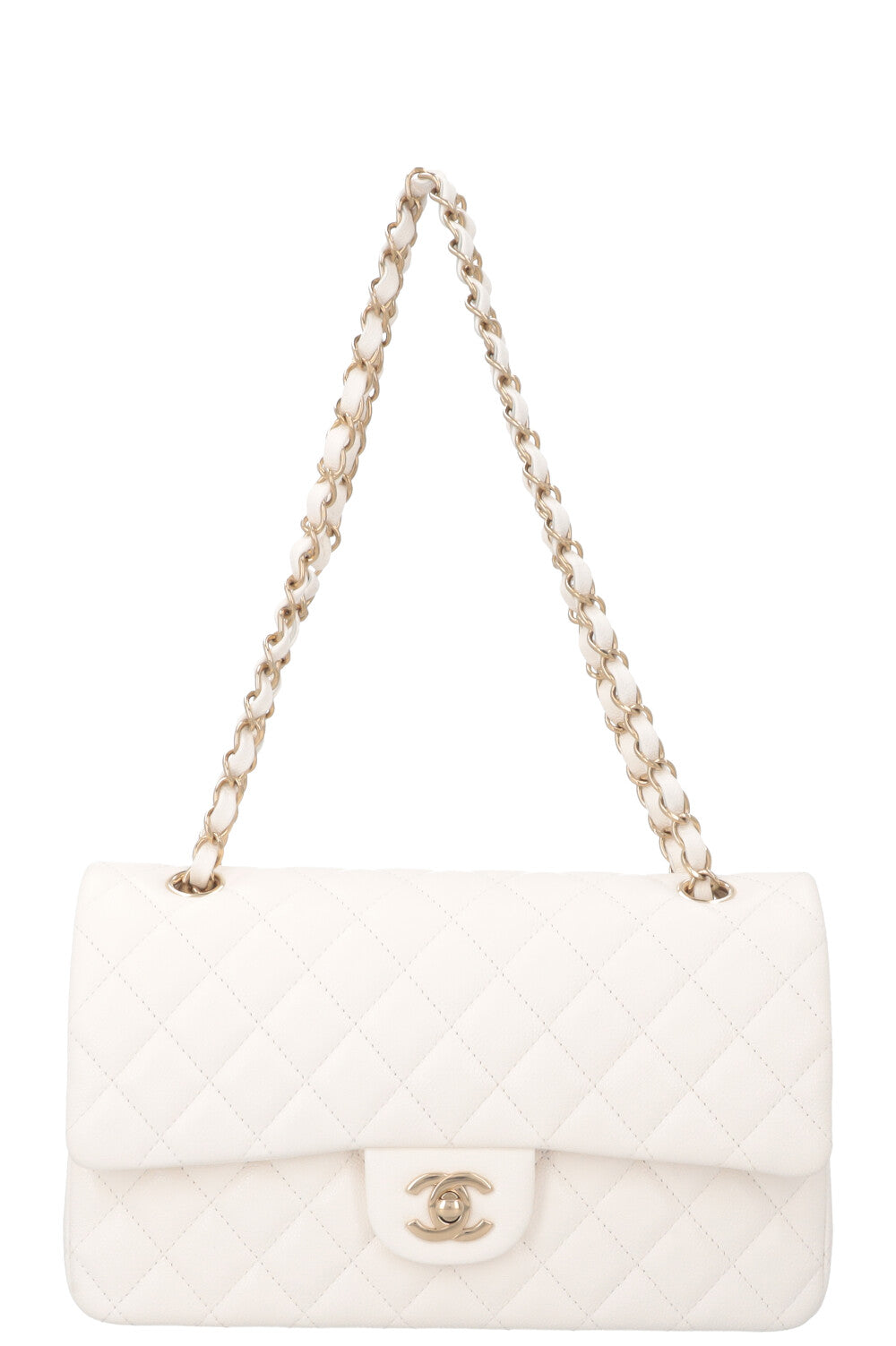 CHANEL Classic Medium Double Flap Ivory Caviar