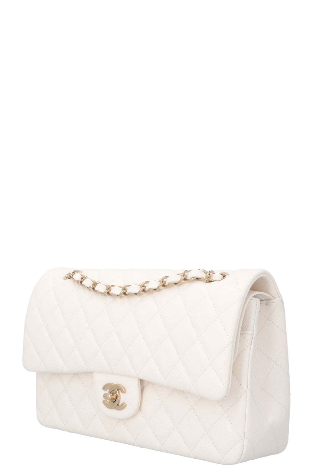 CHANEL Classic Medium Double Flap Ivory Caviar