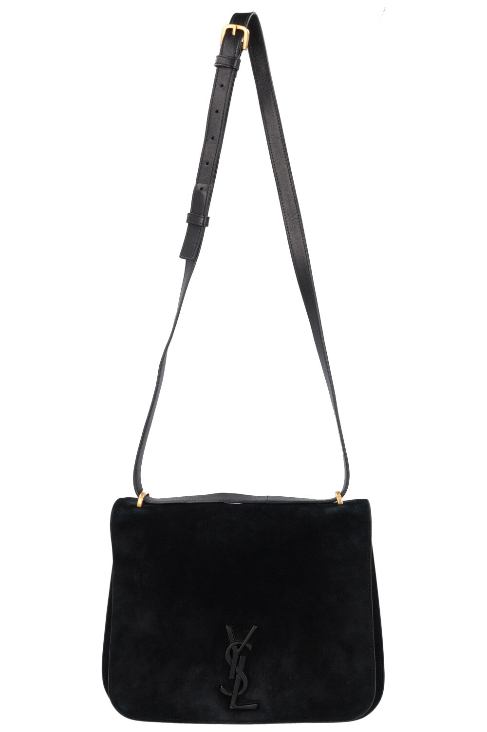 SAINT LAURENT Spontini Saddle Bag Large Suede Black
