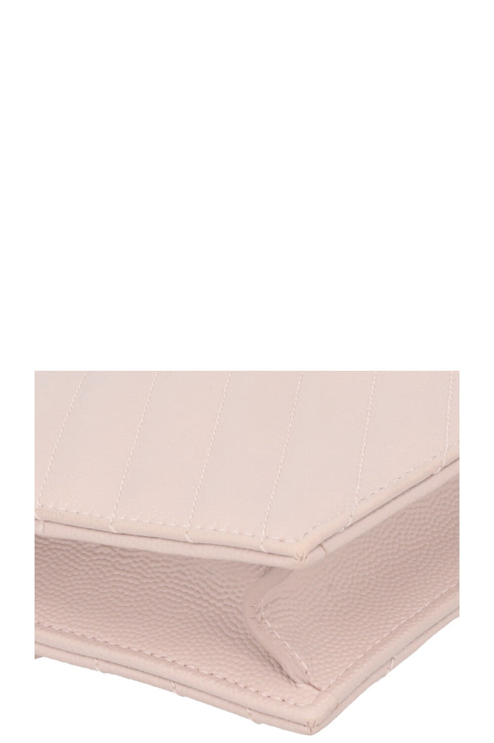 SAINT LAURENT Small Cassandre Envelope Chain Wallet Leather Beige