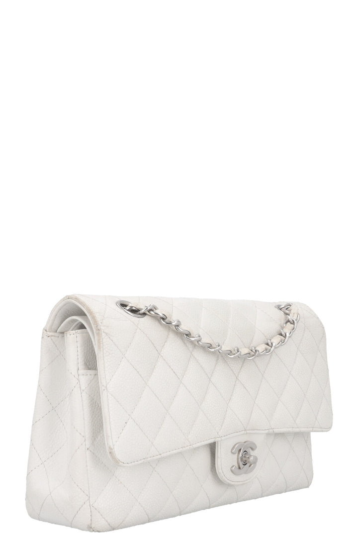 CHANEL Classic Double Flap Bag Medium White