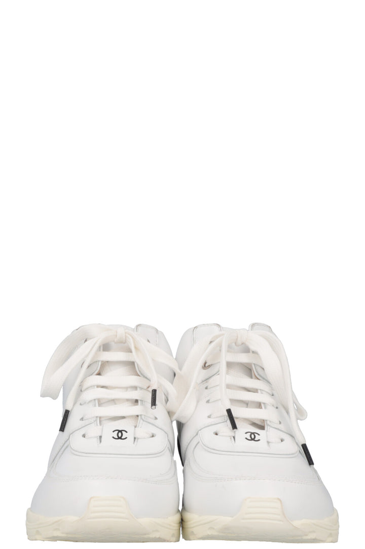 CHANEL High Top Sneaker Leather White Black