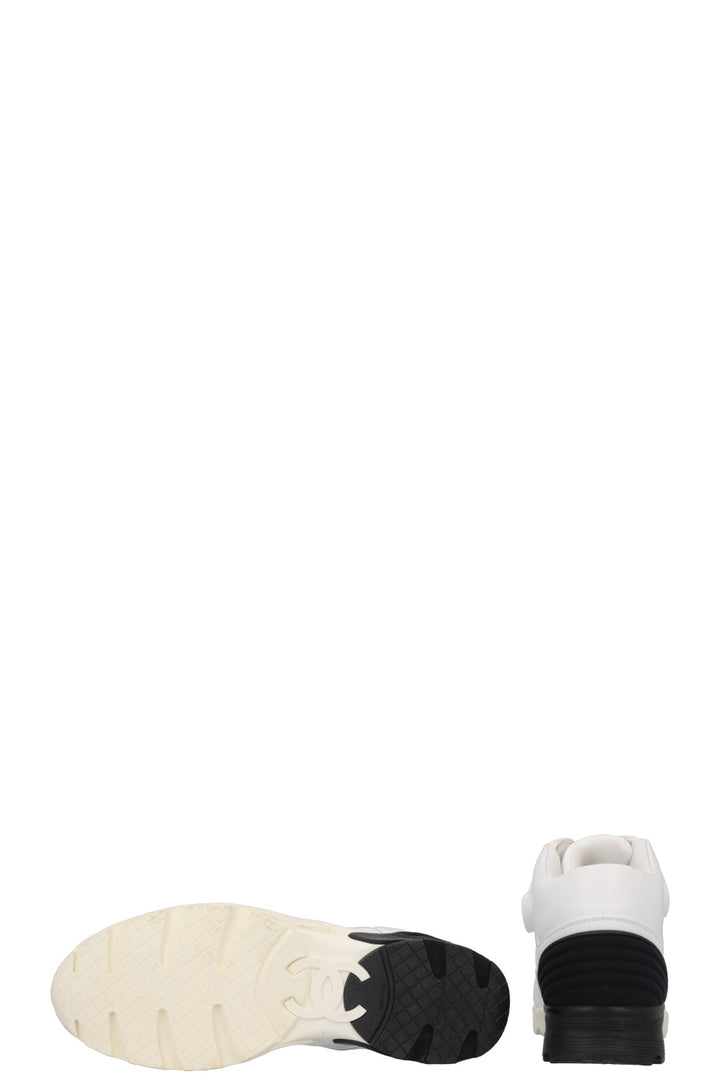 CHANEL High Top Sneaker Leather White Black