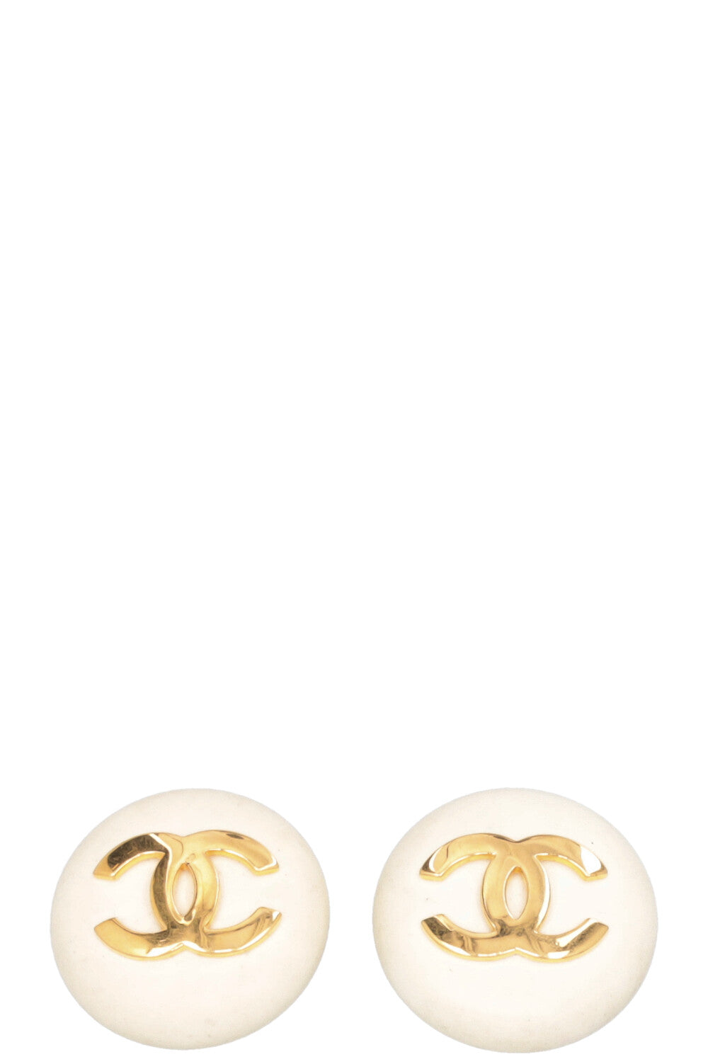 CHANEL CC Ear Clips Gold Ivory