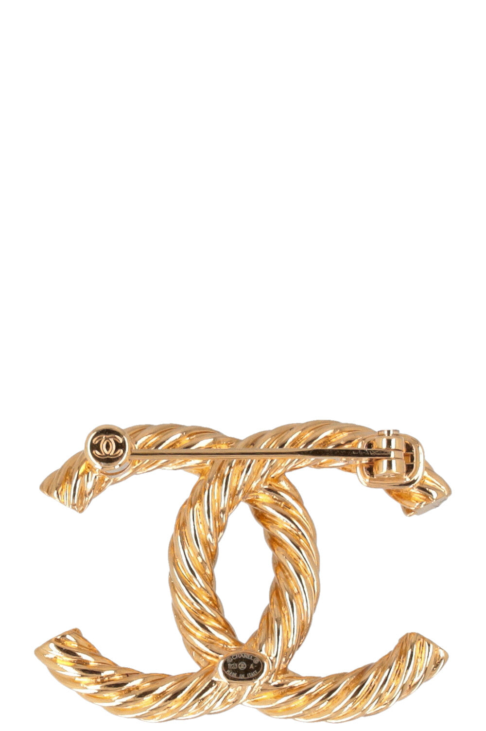 CHANEL 2023 Pearl Crystal CC Brooch Gold