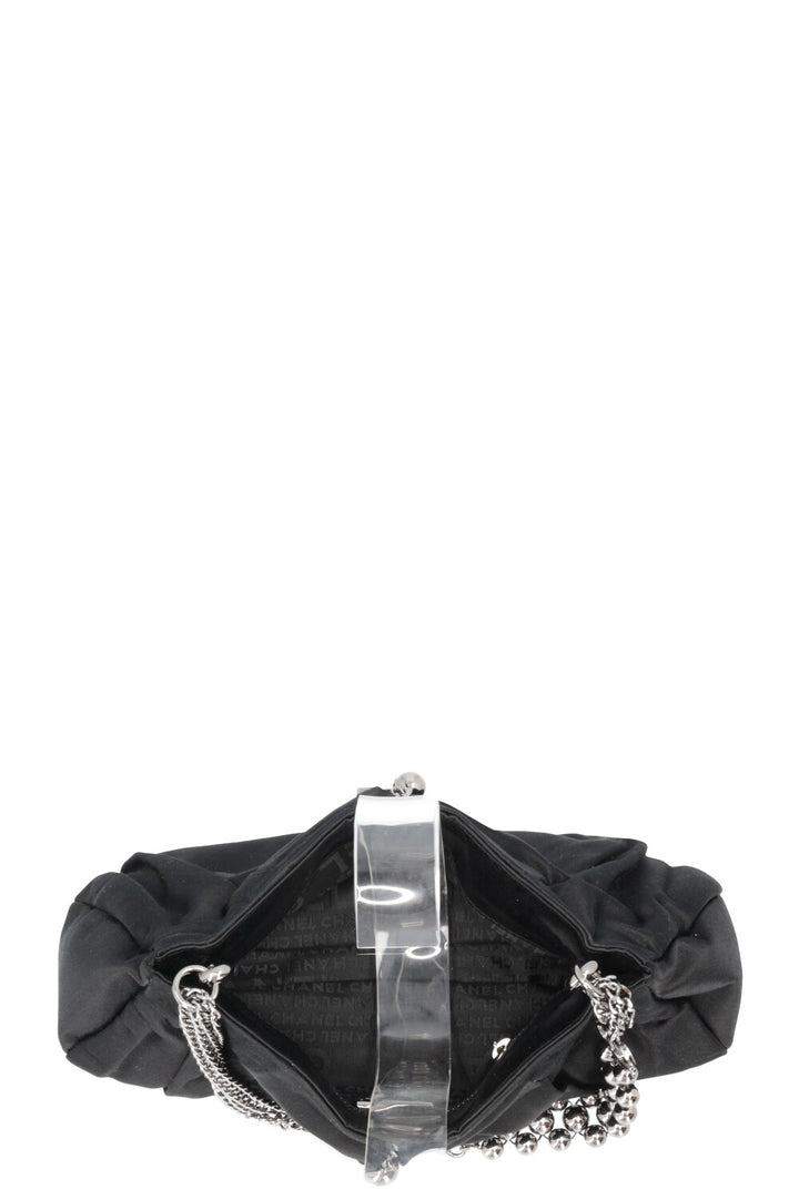 CHANEL CC Chain Clutch Satin Black