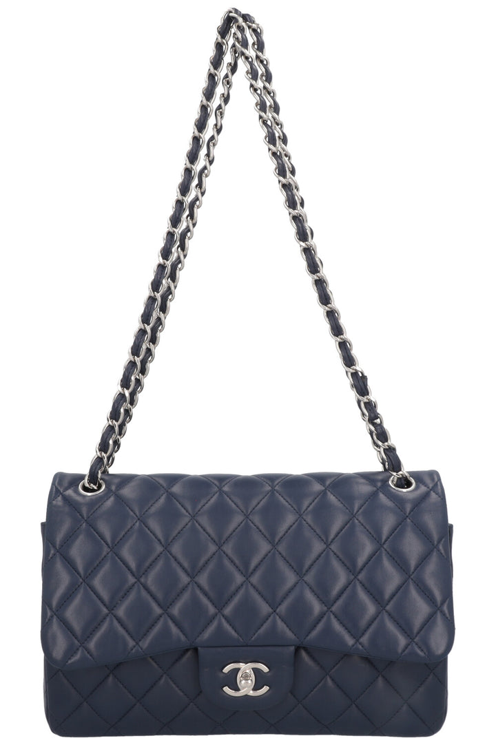 Sac à double rabat CHANEL Grand modèle Bleu marine