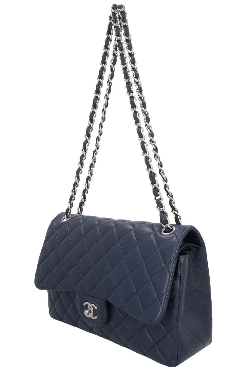 Sac à double rabat CHANEL Grand modèle Bleu marine