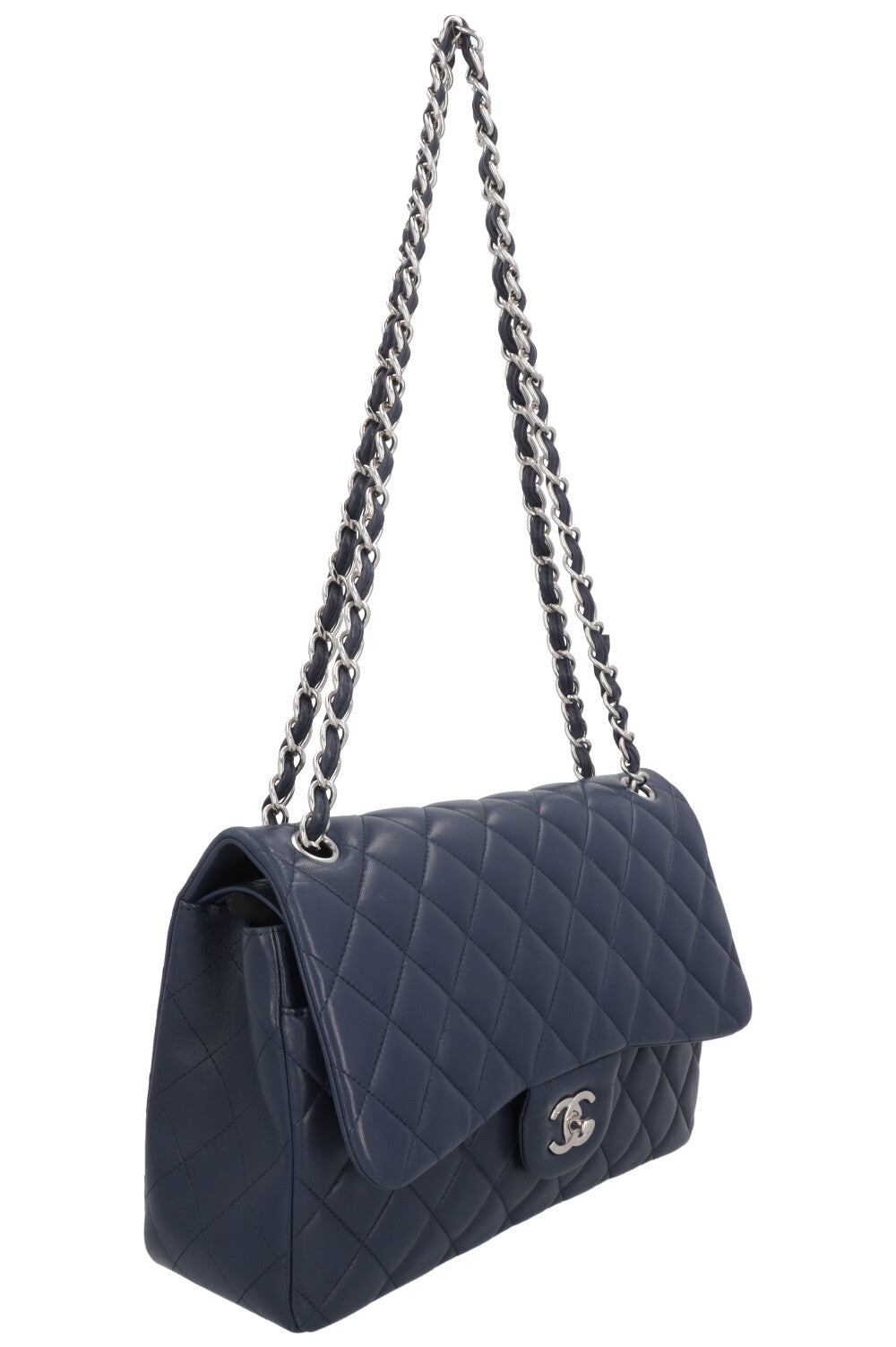 Sac à double rabat CHANEL Grand modèle Bleu marine