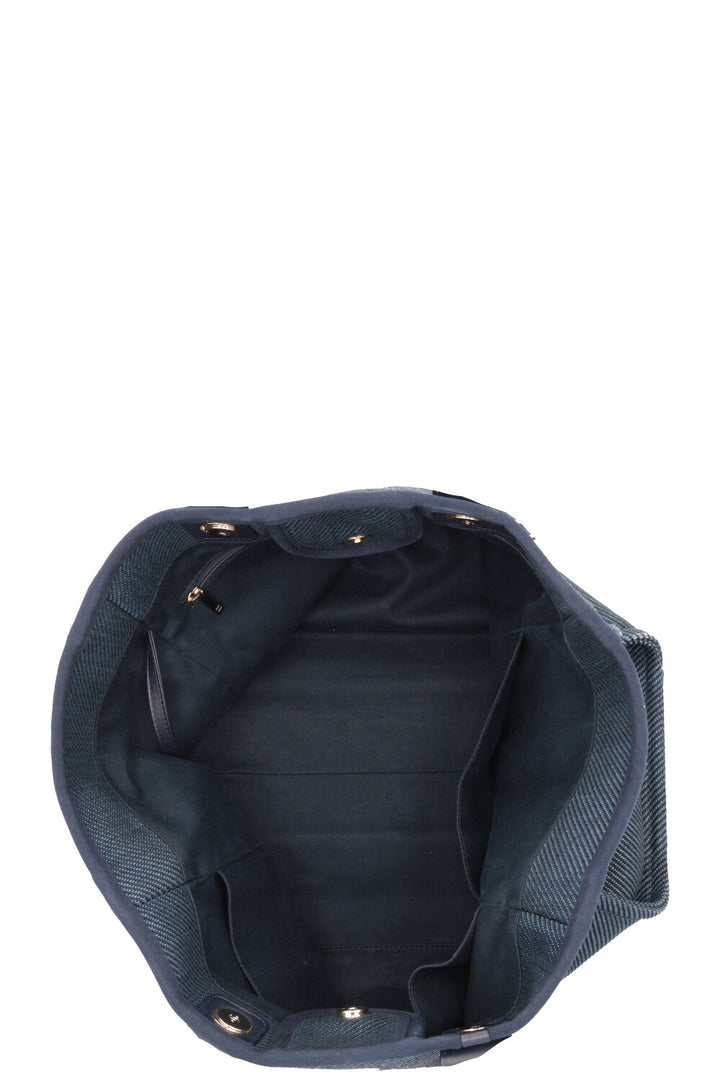 CHANEL Deauville Raffia Medium Navy Blue
