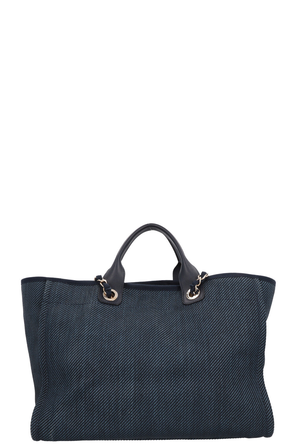 CHANEL Deauville Raffia Medium Navy Blue