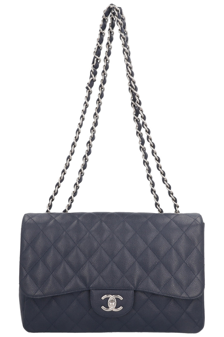 CHANEL Large Single Flap Bag Caviar Navy