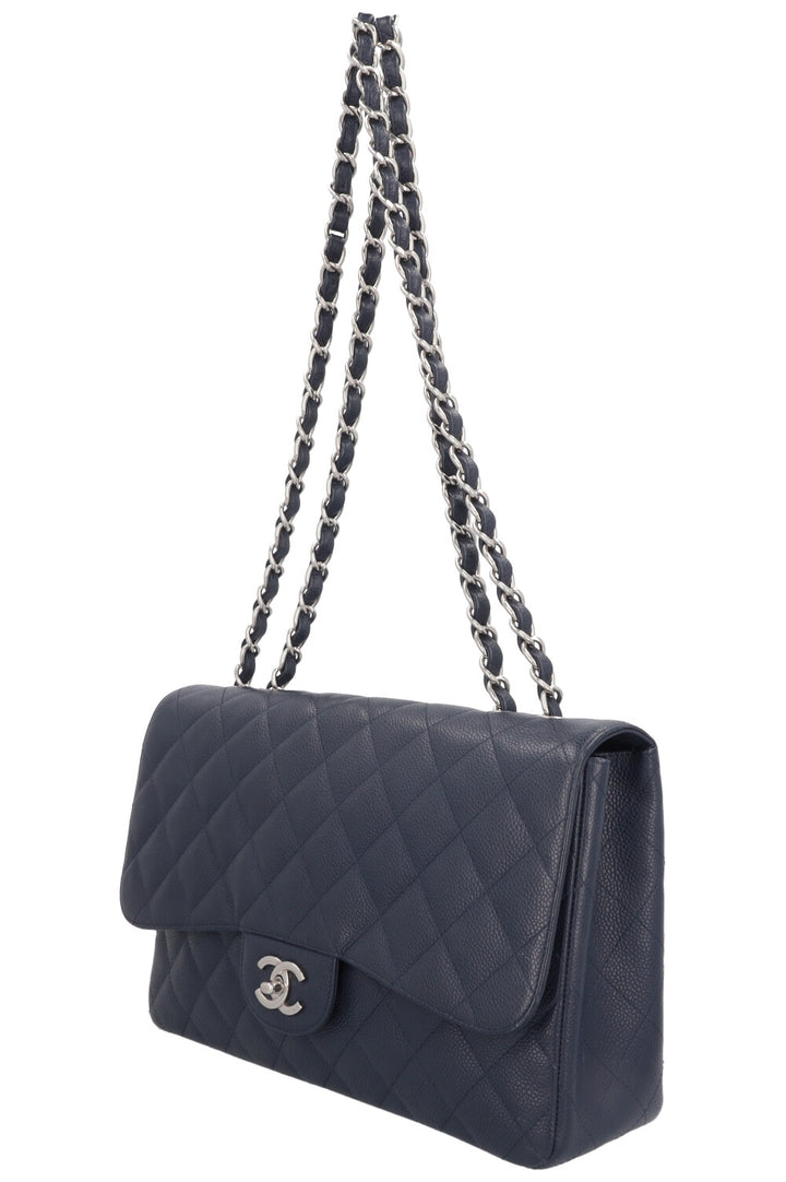 CHANEL Large Single Flap Bag Caviar Navy