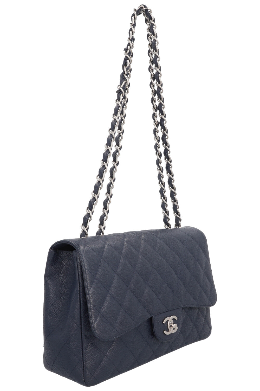 CHANEL Large Single Flap Bag Caviar Navy